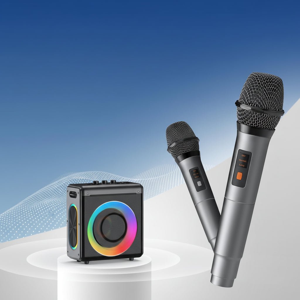 Trådlös Karaoke Högtalare med Mikrofoner och Lång Batteritid