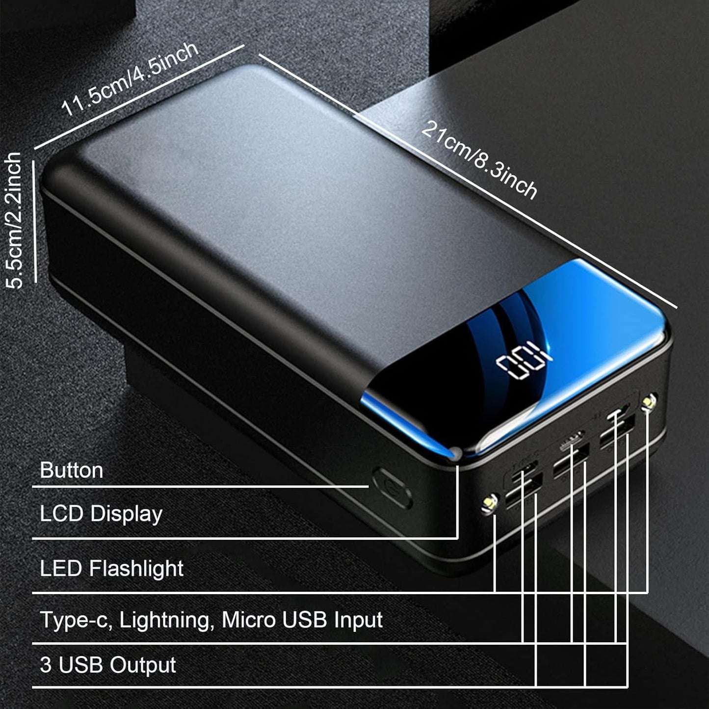 Kraftfull Power Bank med 50 000 mAh – Snabb och praktisk