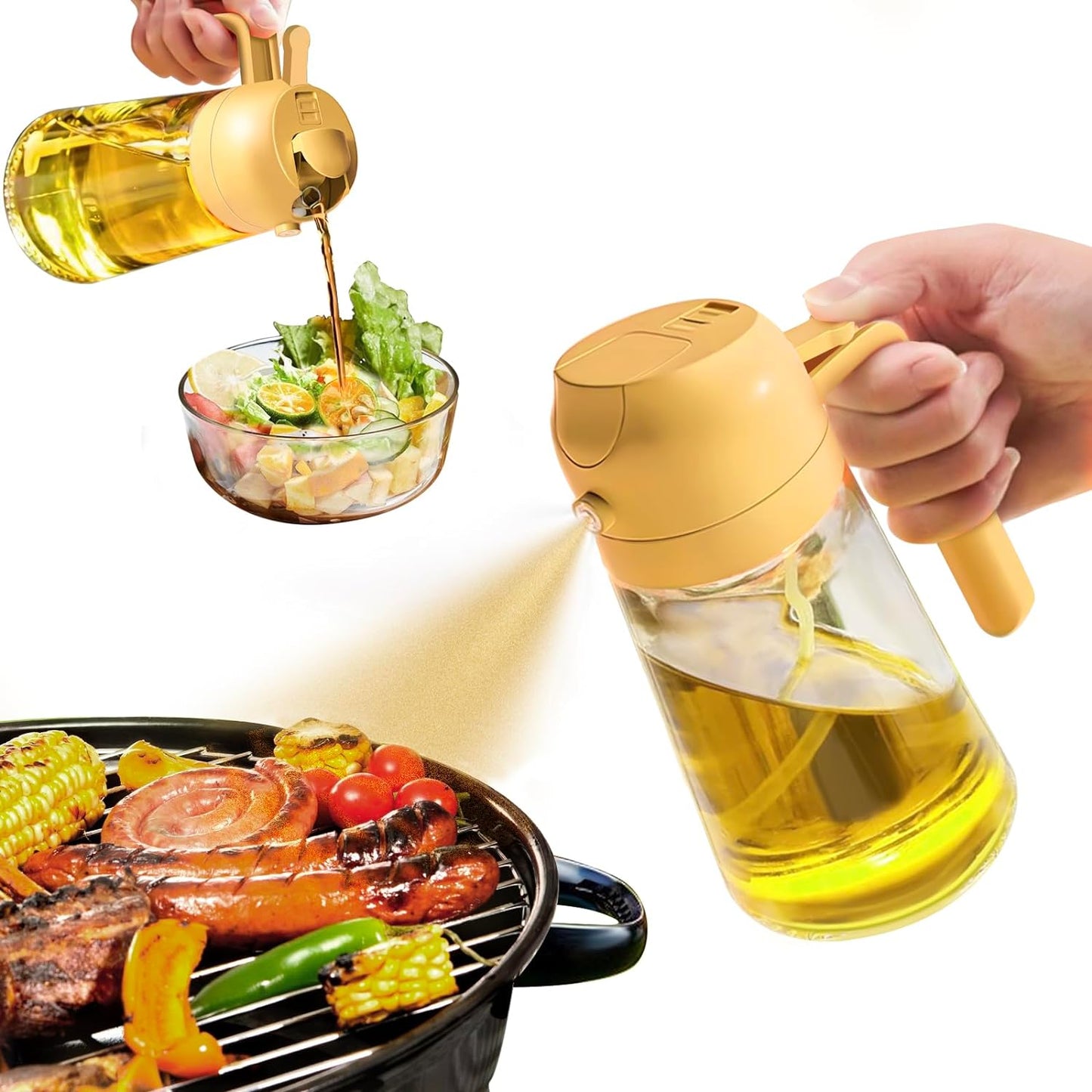 Premium olivoljespray och dispenser – 470 ml glasflaska