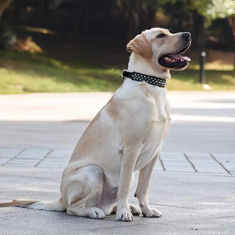Justerbart Hundehalsbånd med Stifter - Robust og Sikkert til Store Hunde