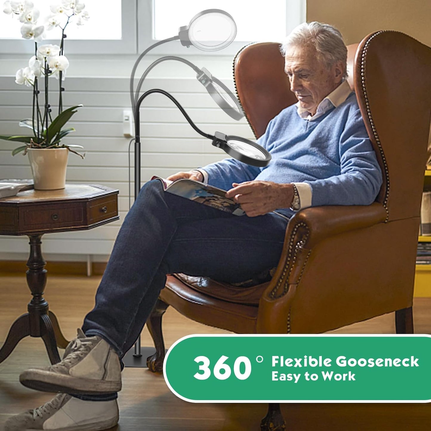 Helförstorande glasögon med LED-belysning – Handsfree läshjälp för böcker, hantverk och hobbyer