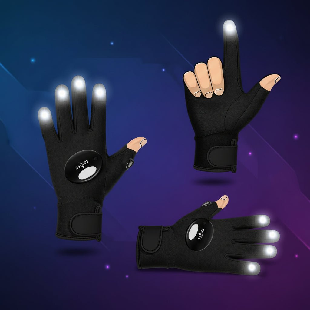 LED-handskar med utbytbara batterier – Händer fria belysning