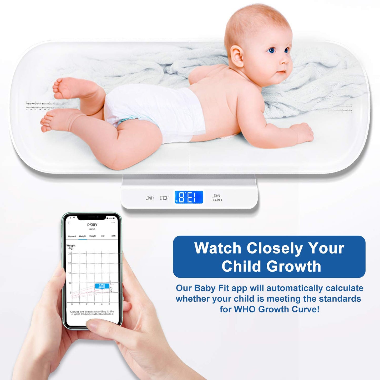 Nøjagtig Babyvægt med Digital LCD og Aftagelig Bakke