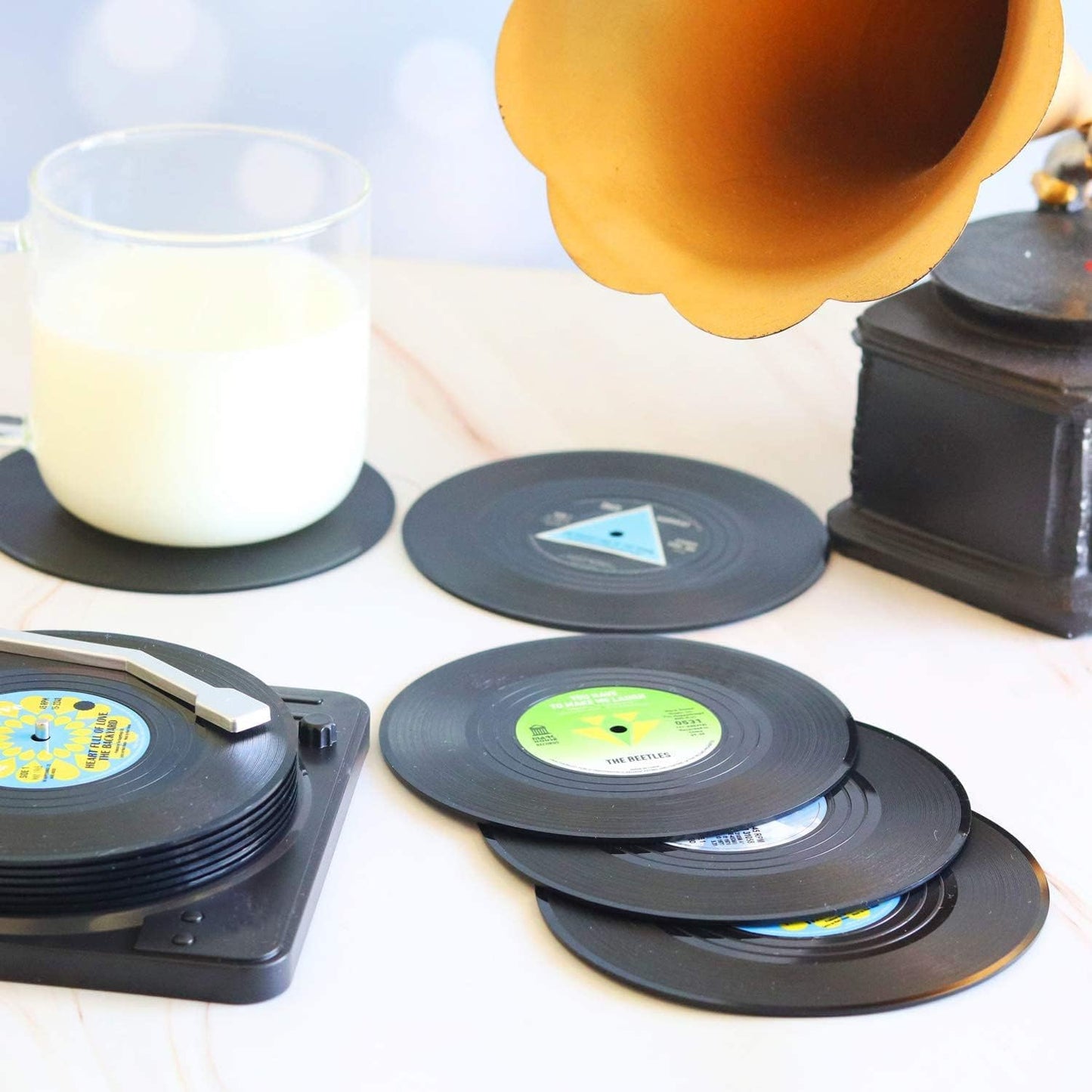 Retro Glasunderlag i Vinyl Design - Perfekt til Musikelskere