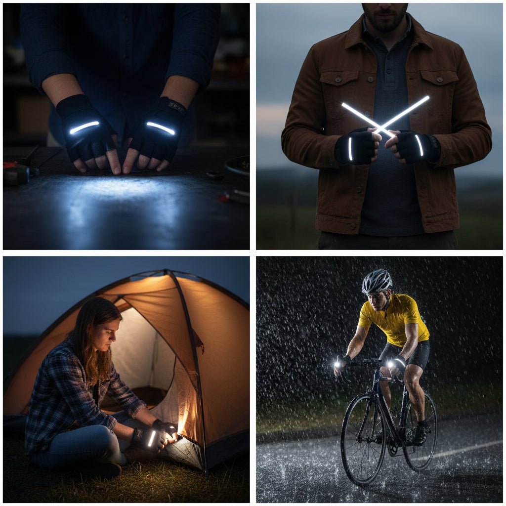 LED-handskar med utbytbara batterier – Händer fria belysning