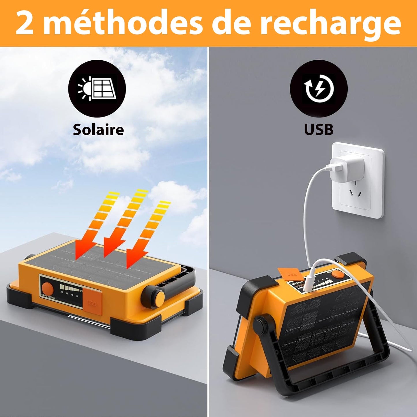 Bærbar LED Projektør 100W med Solcelle Powerbank