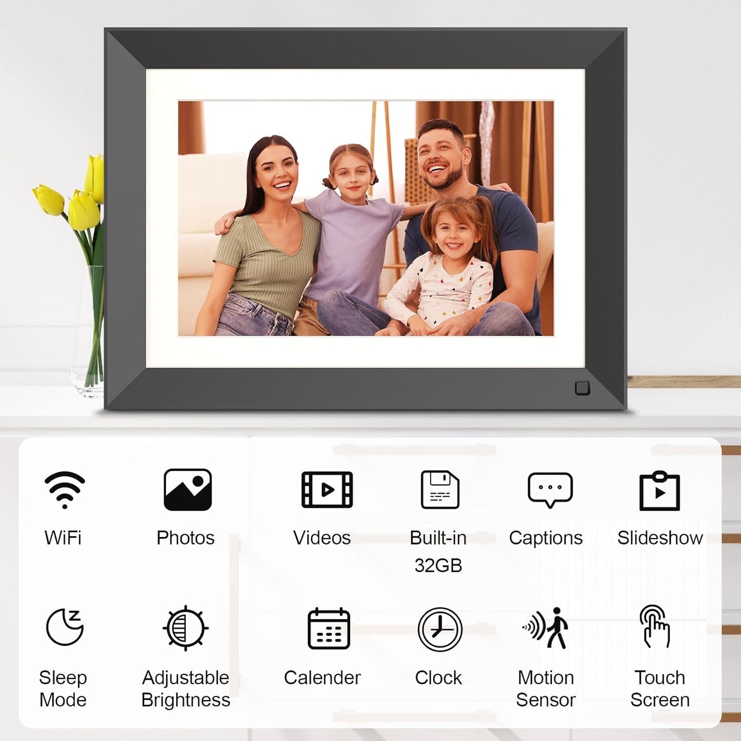 Smart digital fotoram med WiFi och HD-touchskärm