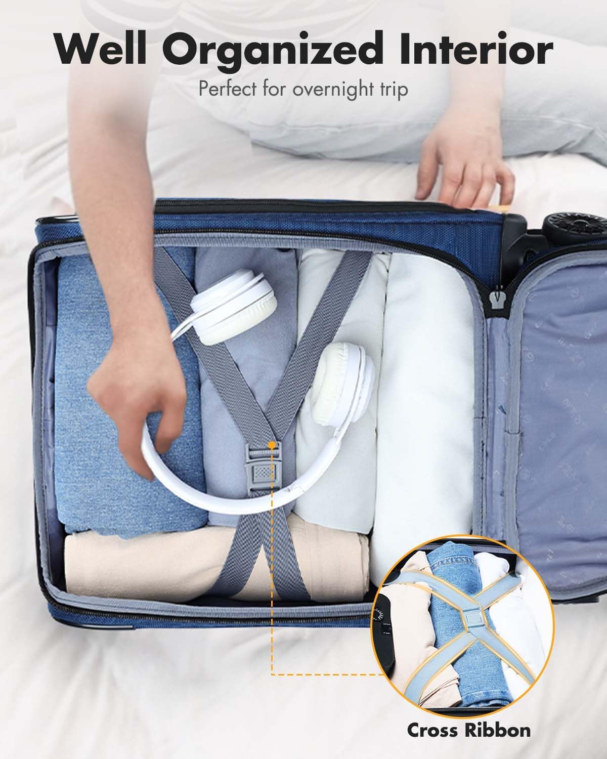 Godkänt handbagage för flygresor med snurrbara hjul och laptopfack