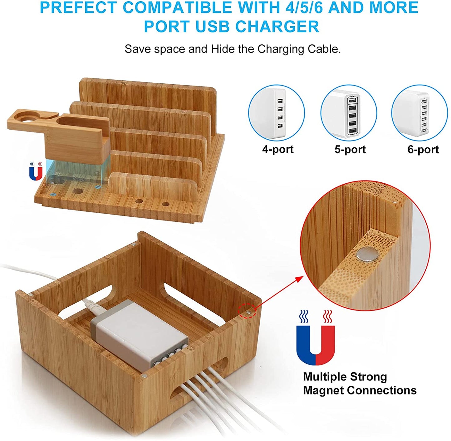 BambooCharge Hub | 5-Port USB Oplader & Organizer