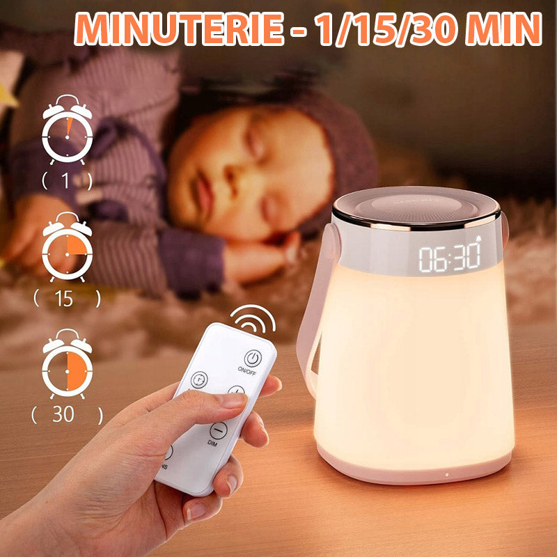 Genopladelig LED Natlampe med Fjernbetjening og Temperaturvisning