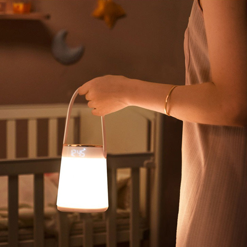 Genopladelig LED Natlampe med Fjernbetjening og Temperaturvisning