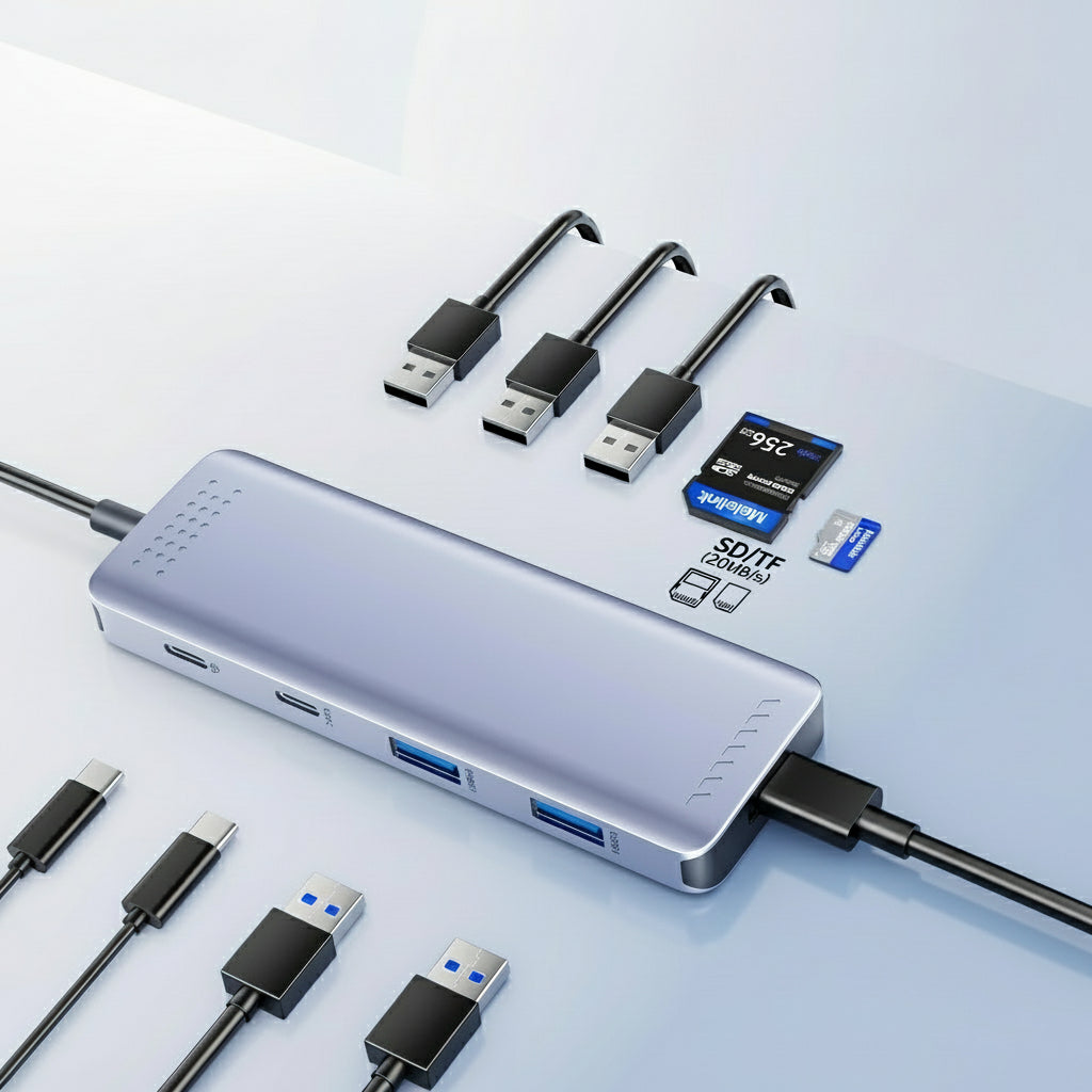 USB-C dockningsstation för dubbla 4K-skärmar med snabbladdning