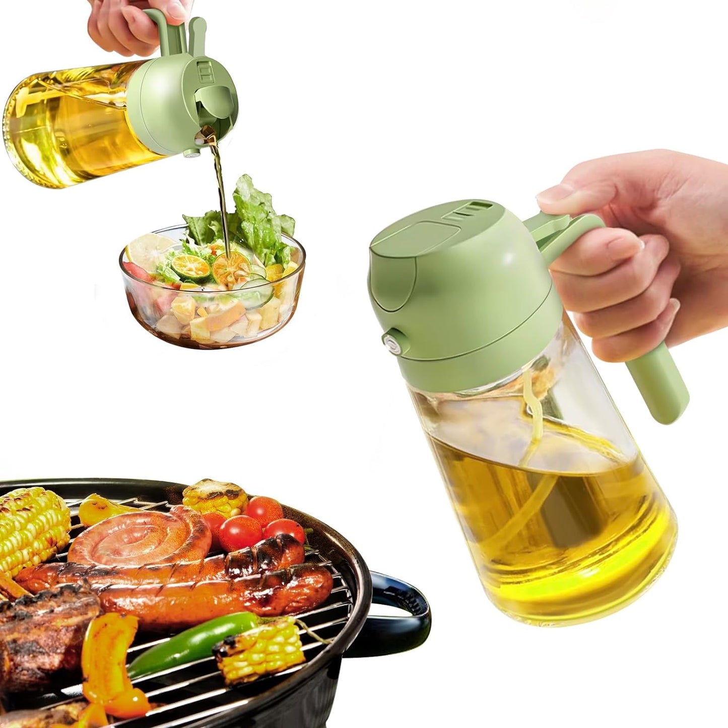 Premium olivoljespray och dispenser – 470 ml glasflaska