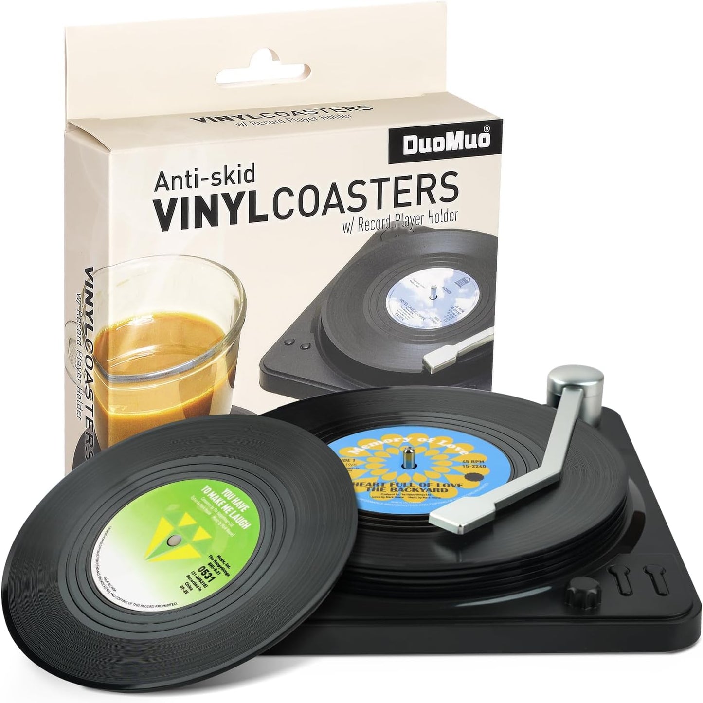 Retro Glasunderlag i Vinyl Design - Perfekt til Musikelskere
