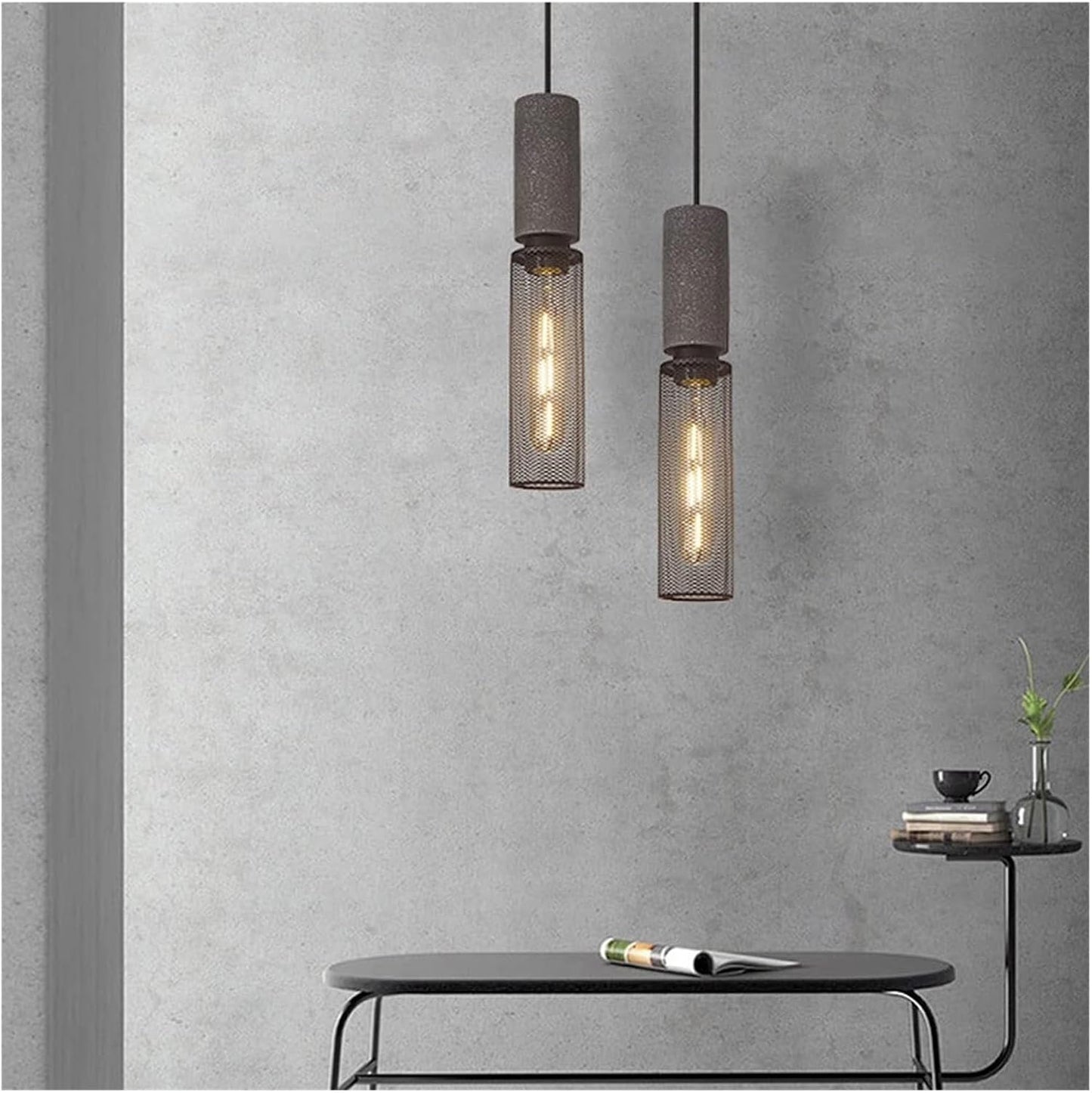 Industriell LED Pendellampa i Betong & Järn