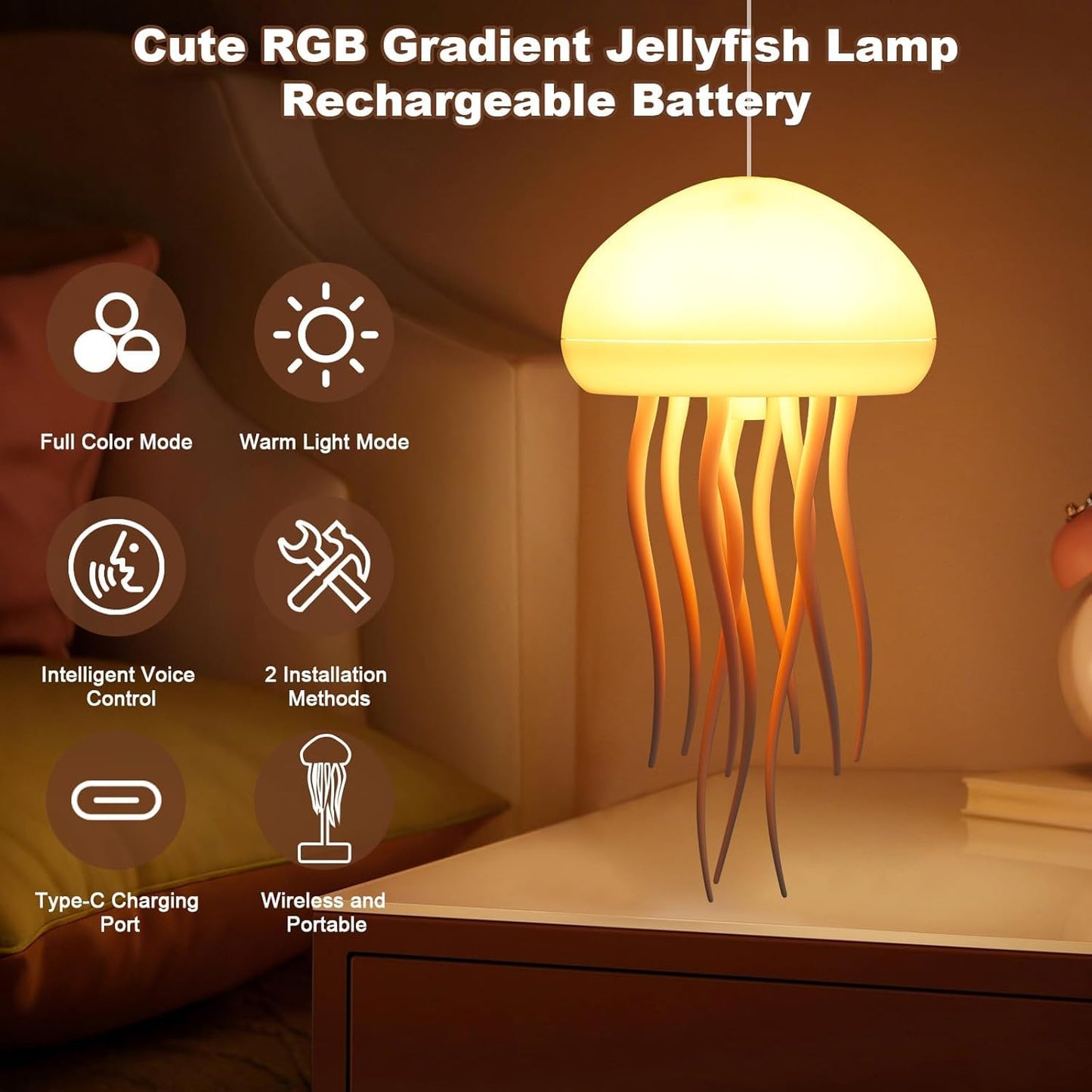 Lugnande LED-lampa med verklighetstrogna maneter för ditt hem