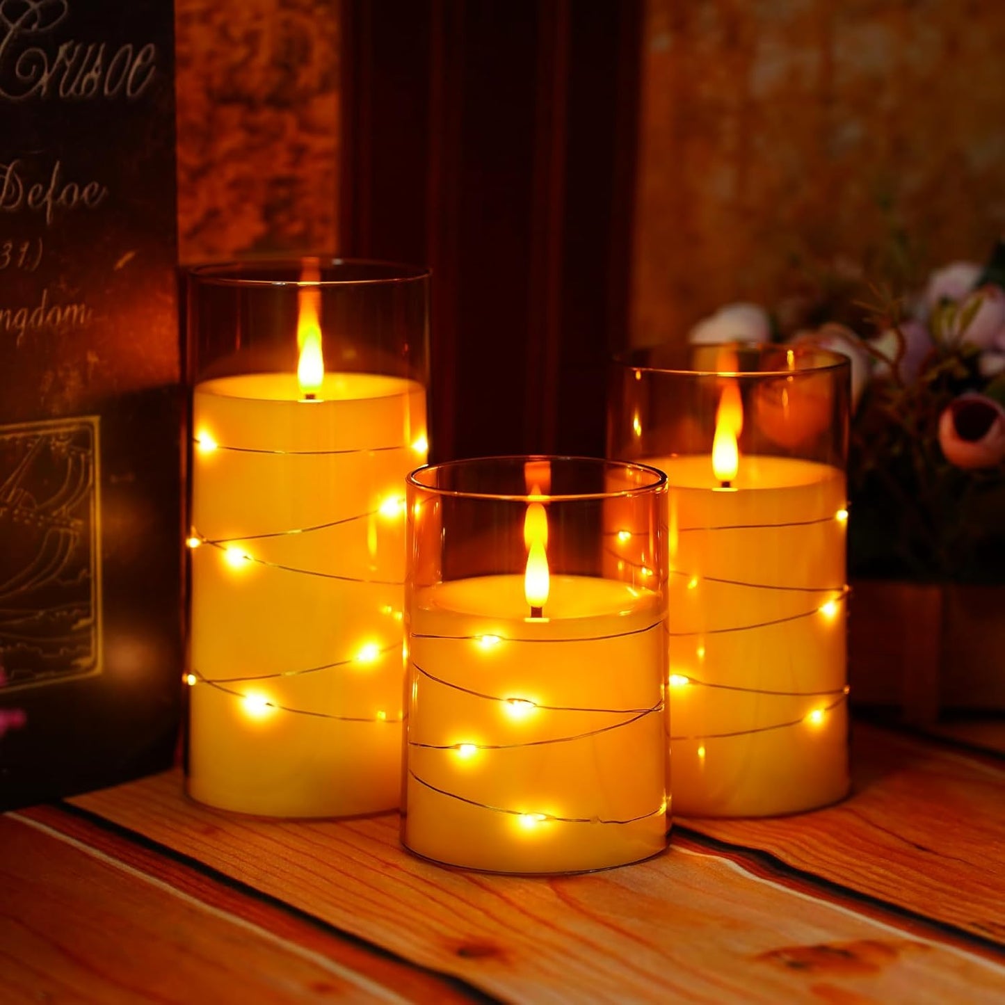 Flamlösa LED-ljus med realistisk flammeffekt
