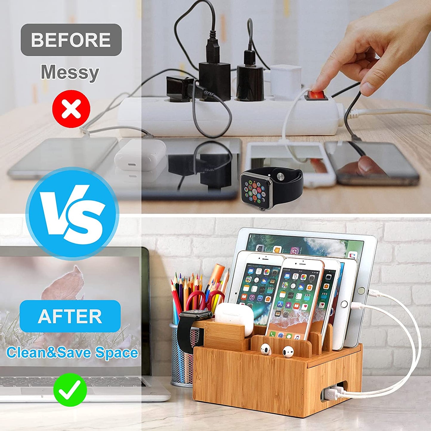 BambooCharge Hub | 5-Port USB Oplader & Organizer