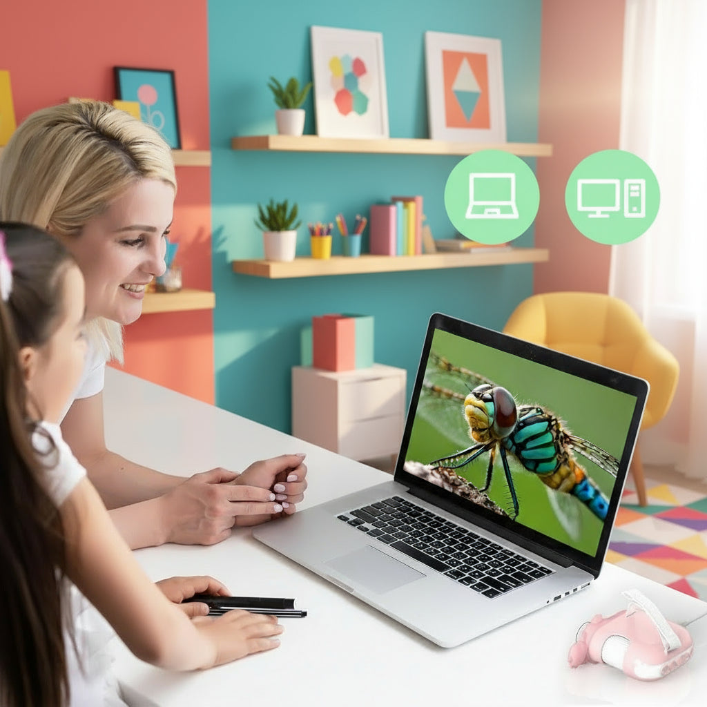 Barnvänligt digitalt 3-i-1 mikroskop med 1000X zoom