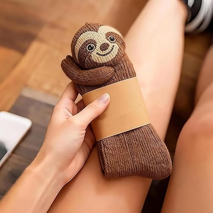 Bløde 3D Strikkede Dyresokker med Hygge og Varm Komfort