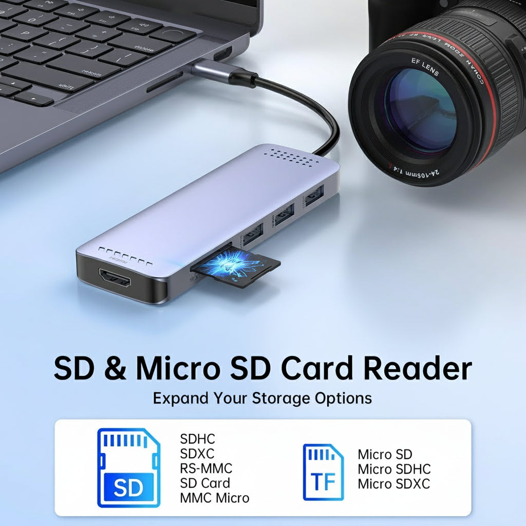 USB-C dockningsstation för dubbla 4K-skärmar med snabbladdning