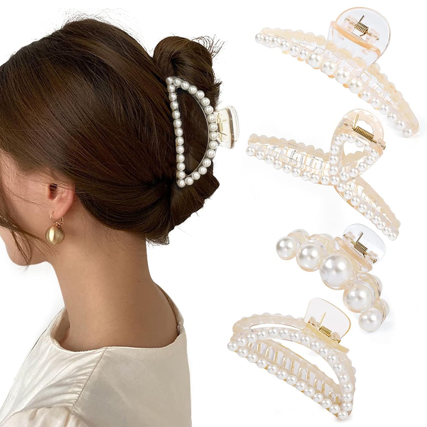 Eleganta hårnålar med pärlor - Set med 4 st.