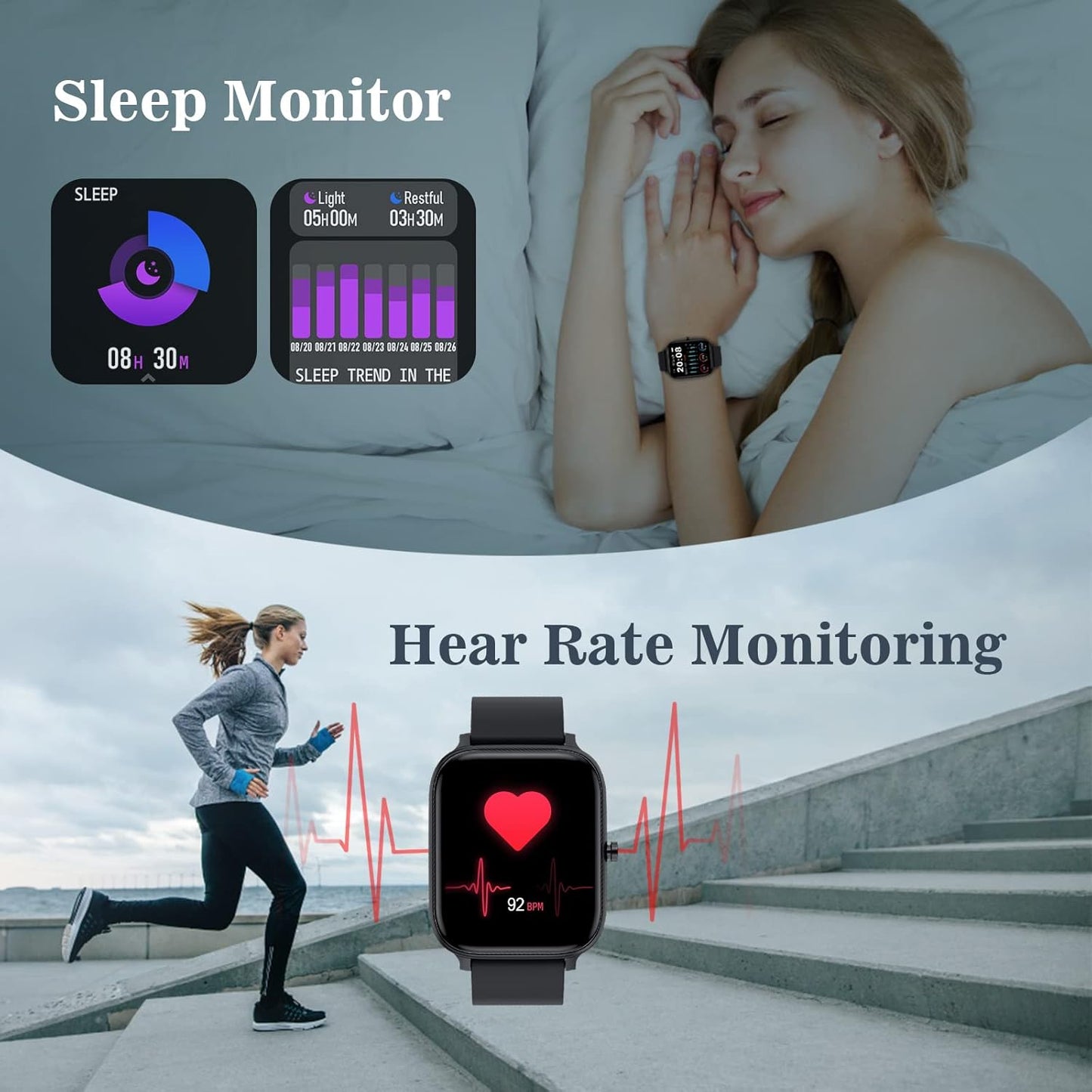 Fitnessarmband med EKG, dagliga funktioner och aktivitetsmätning