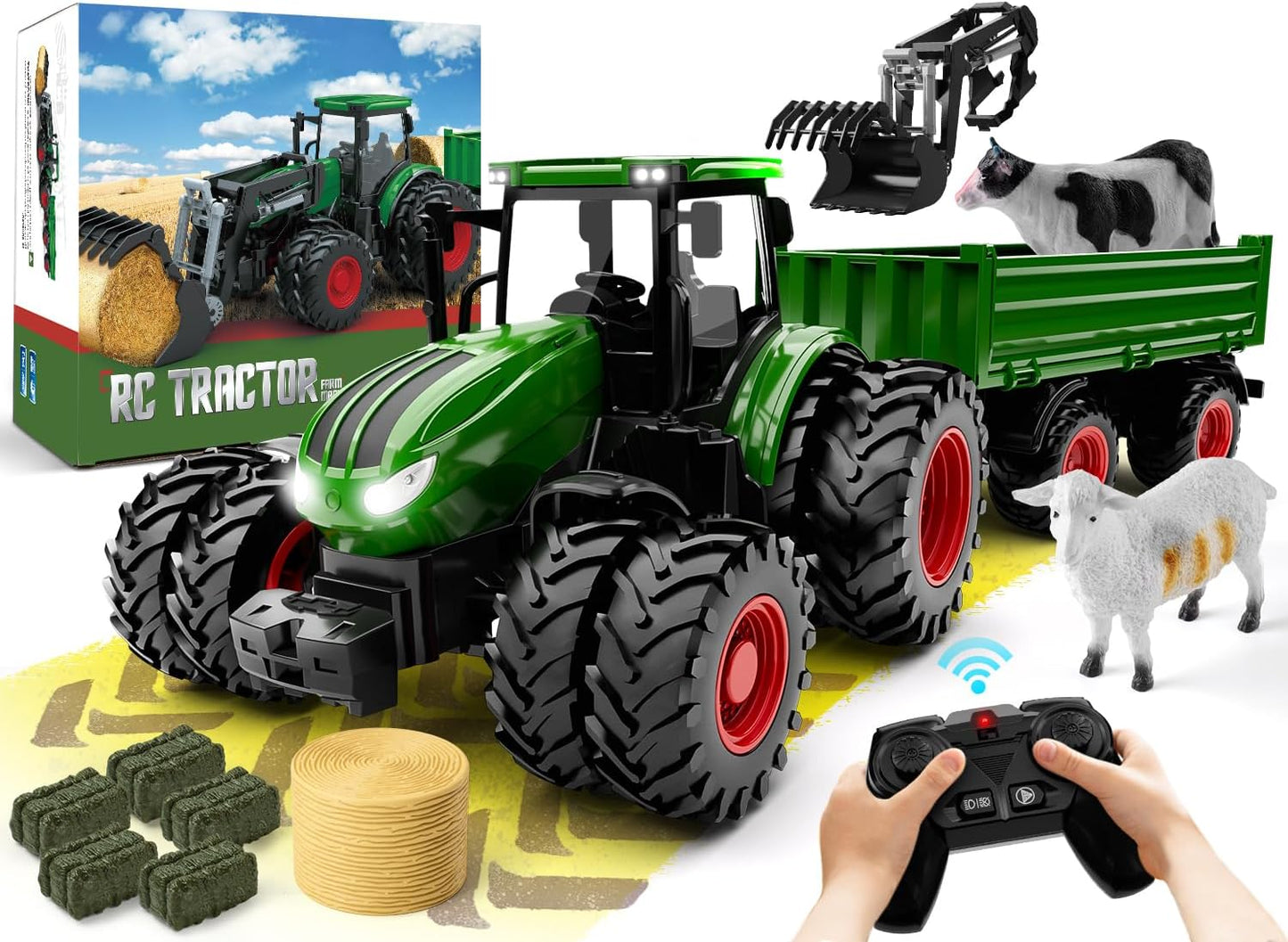 Fjärrstyrd traktor med metallkonstruktion och realistisk design