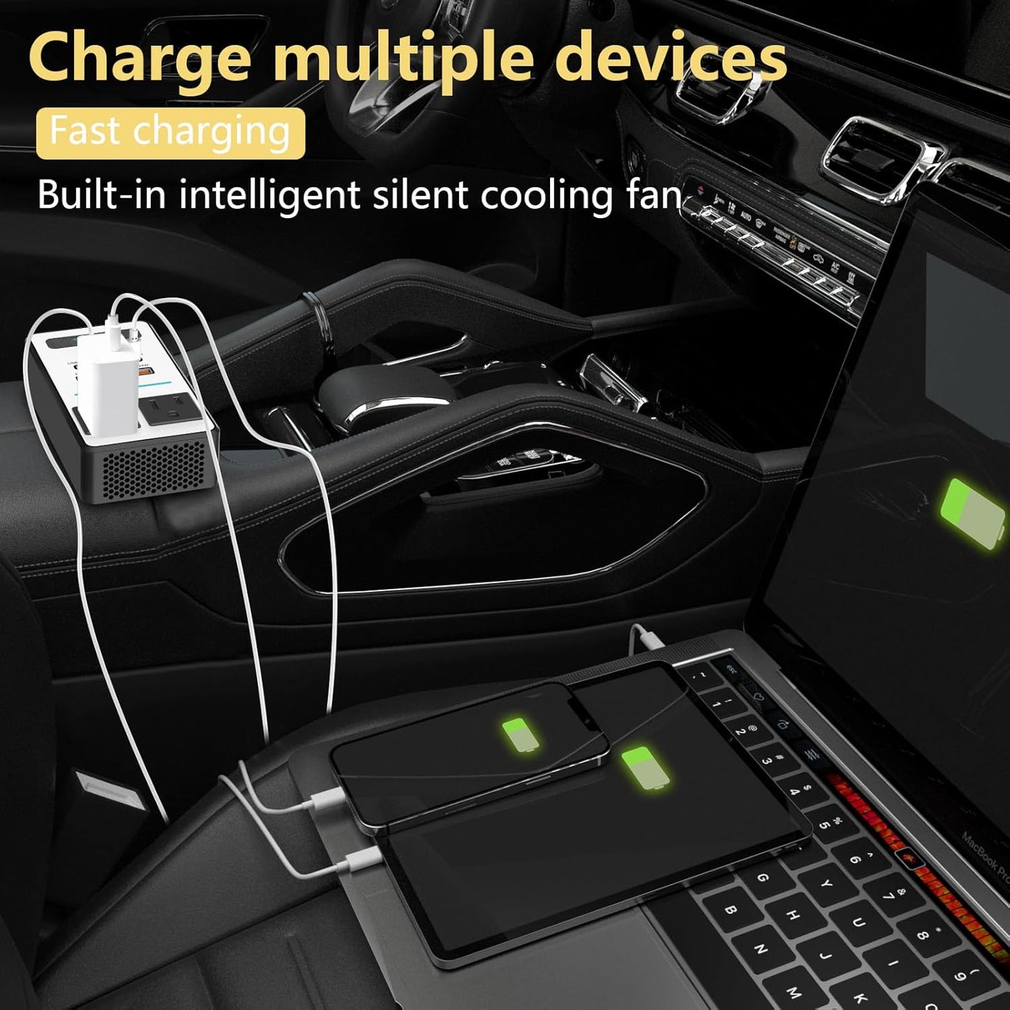 Bil Inverter 200W – DC 12V til 220V AC med USB-C og Hurtigopladning