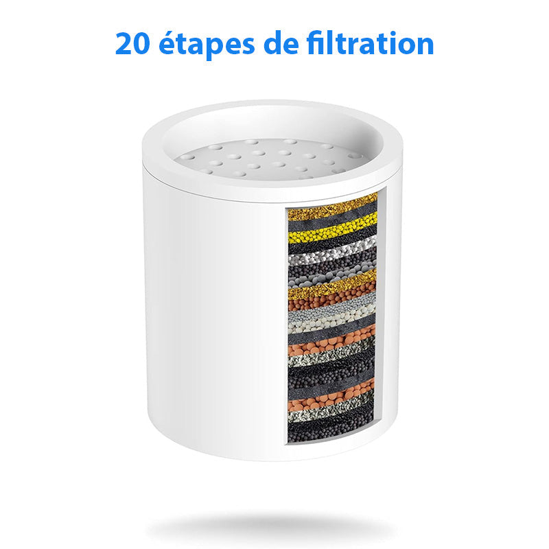 Effektiv Brusefilter mod Kalk og Klor - 3 Udskiftningspatroner