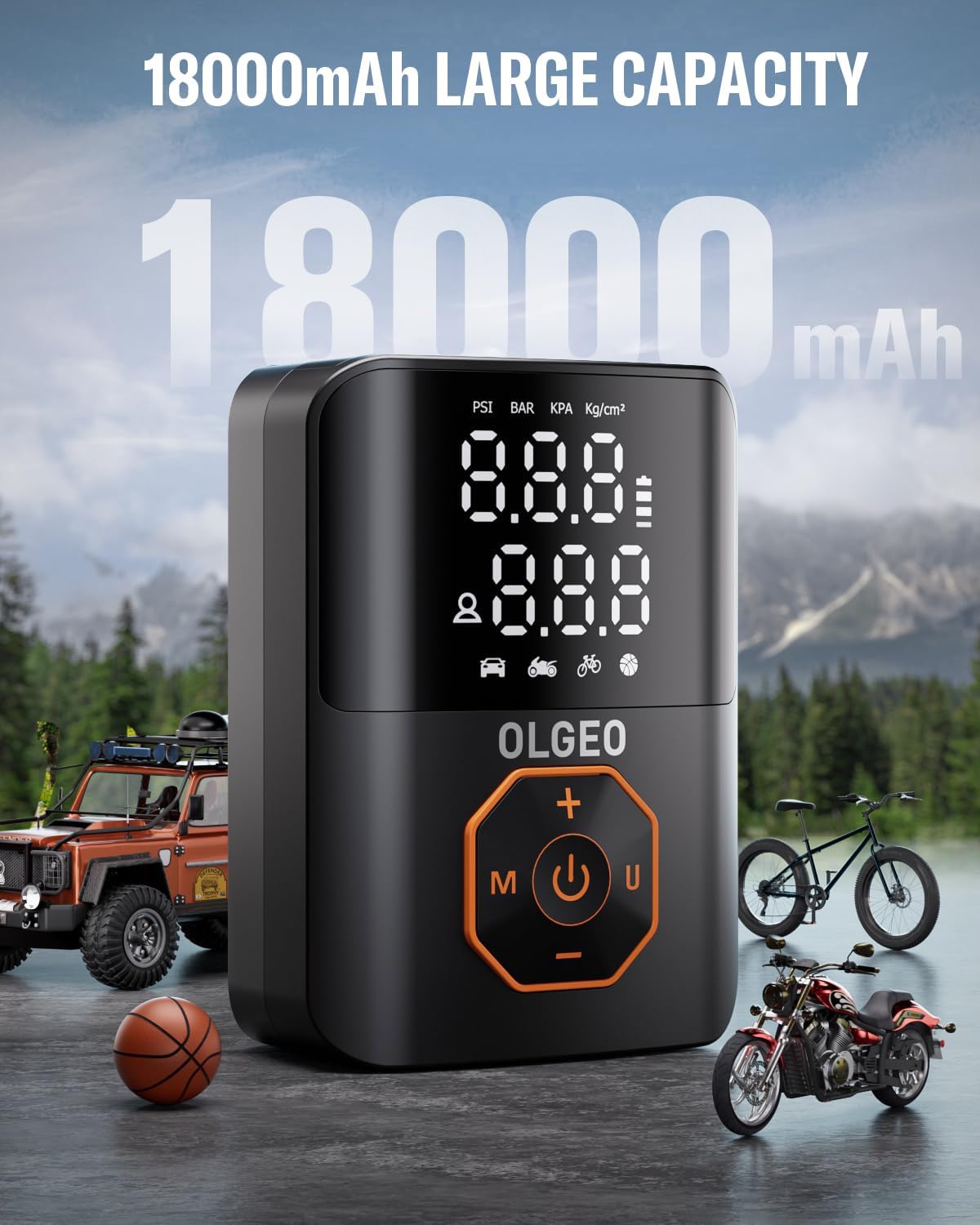 Sladdlös däckpump med digital display och automatisk avstängning