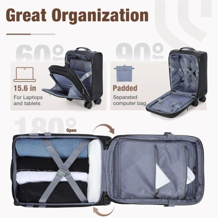 Smart Expandable Kabinekuffert med 360° Hjul og Laptoprum