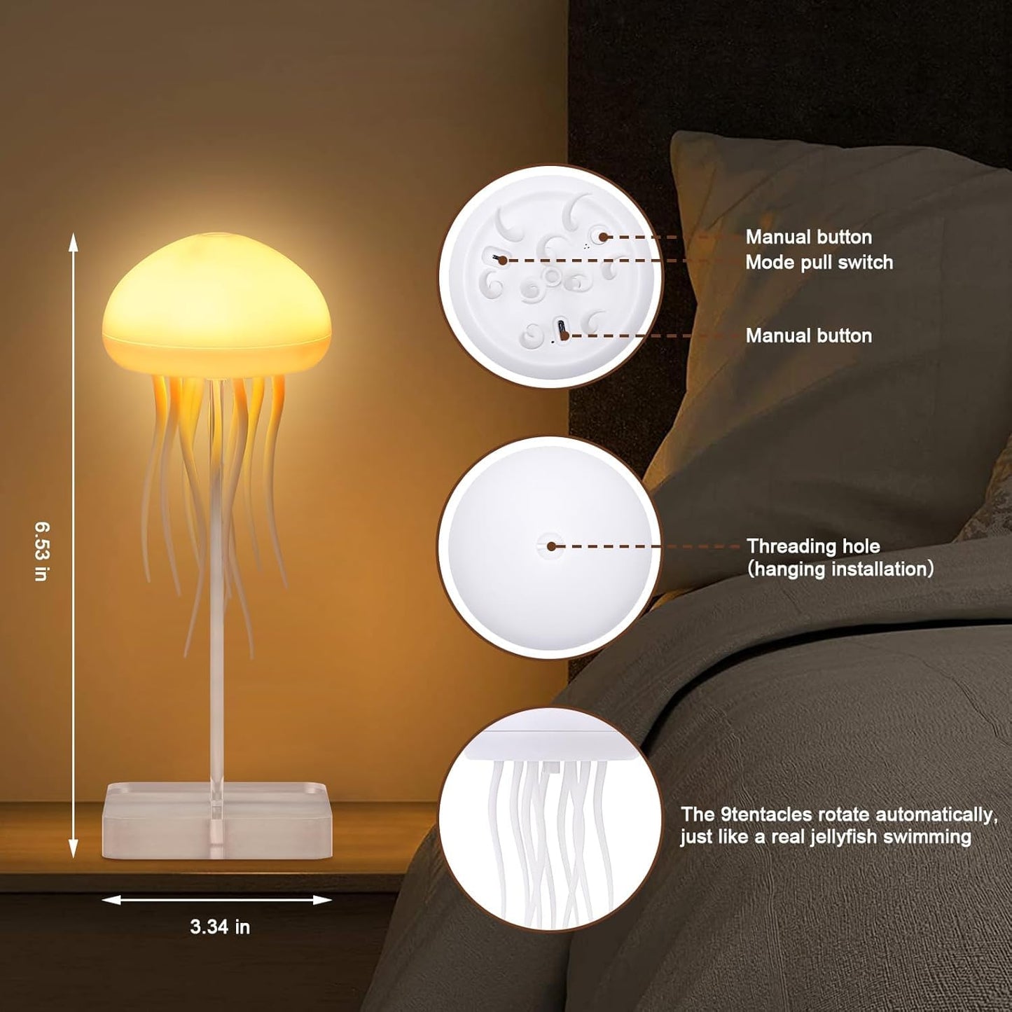 Lugnande LED-lampa med verklighetstrogna maneter för ditt hem