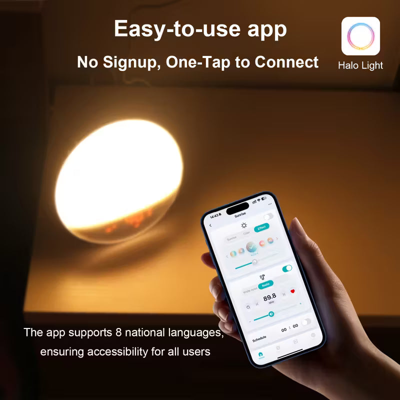 Vækkeur med Solopgangssimulation og App-styring – Naturlig Opvågning