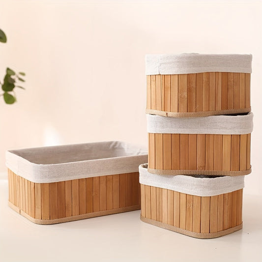 Naturlige Opbevaringskurve i Bamboopakke – Hold Dit Hjem Organiseret