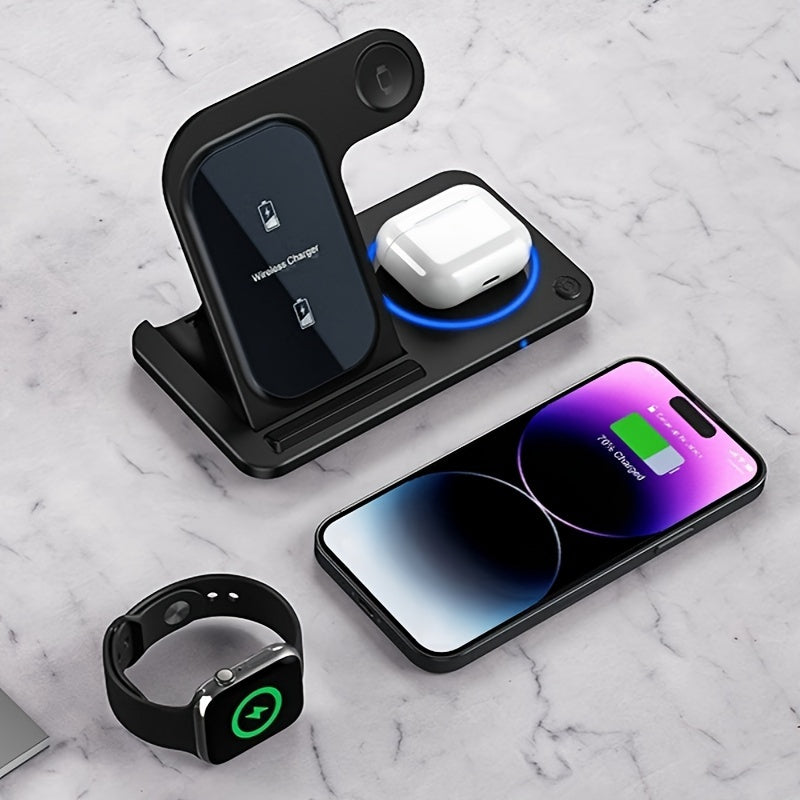 Trådløs Opladerstation – Hurtig 3 i 1 Dock til iPhone, AirPods & Watch