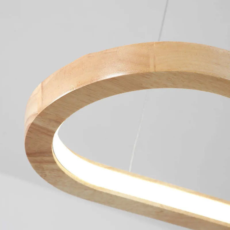 Moderne LED Loftlampe i Træ – Elegant og Energibesparende