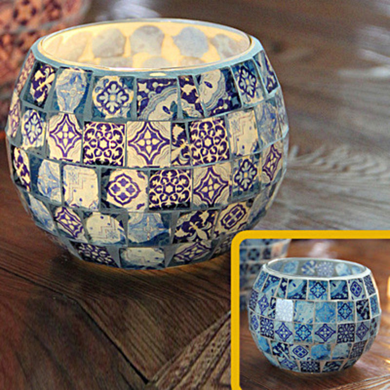 Europæisk Retro Glas Mosaik Lysestage