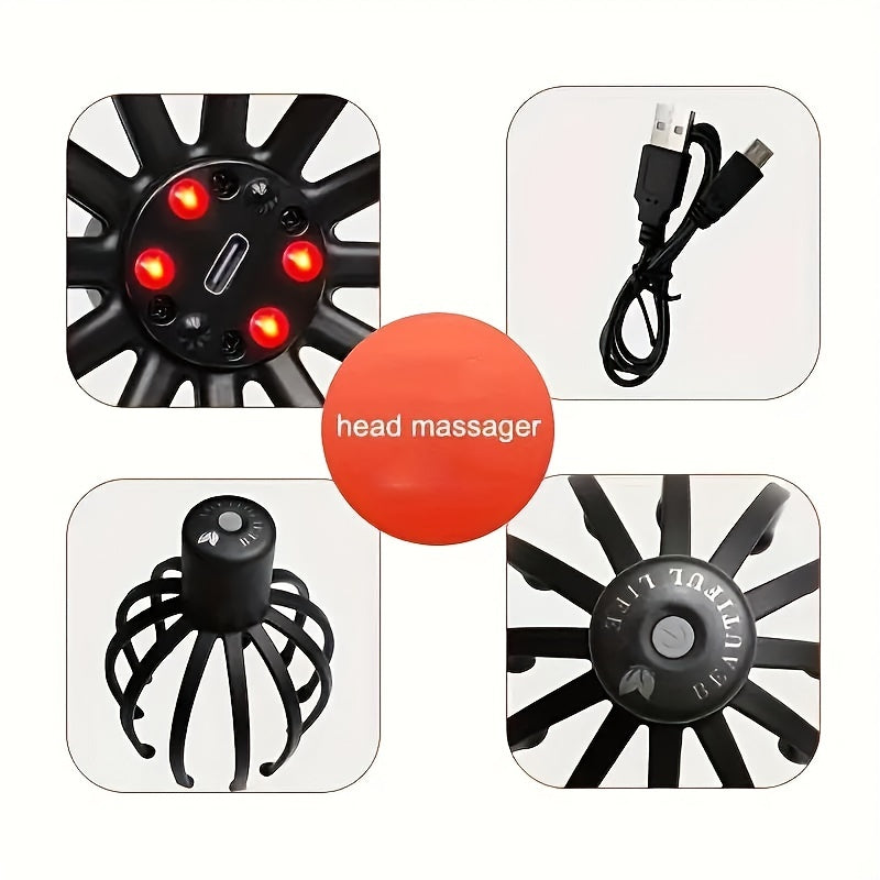 USB Genopladelig Skaldet Massageapparat i Blæksprutteform – Kompakt