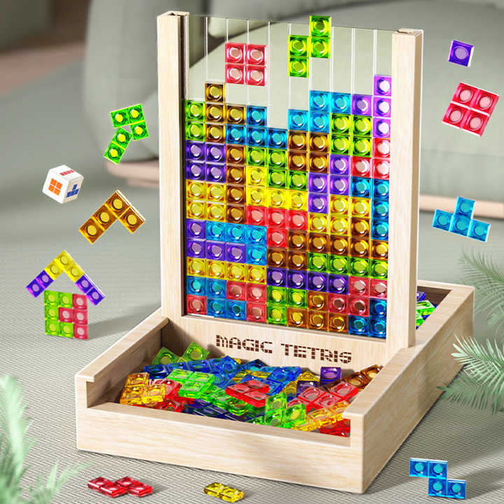 Hållbart Träpussel med Tetris-design för Hjärnträning