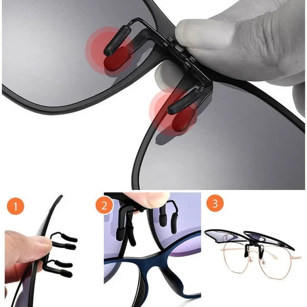 Clip-On Solglasögon med Polariserade Linser | UV400 Stil och Antireflexskydd