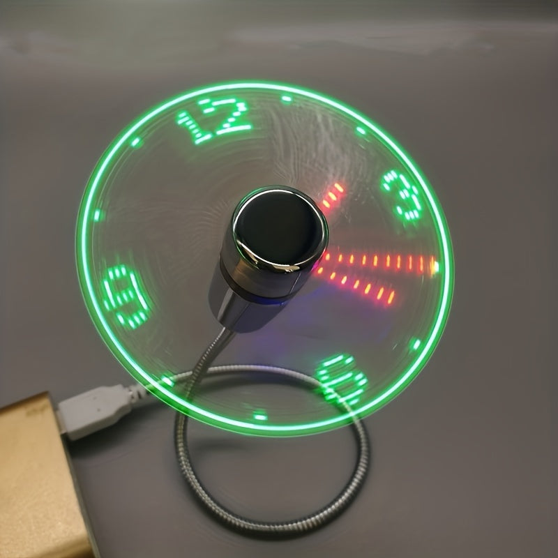 Kompakt USB Bordventilator med LED Ur - Stille og Effektiv