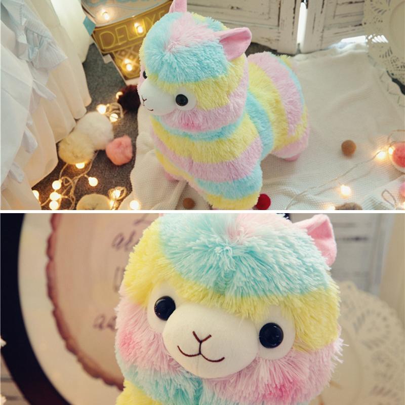 Blød Regenbogen Alpaka Plush Legetøj til Børn og Spædbørn