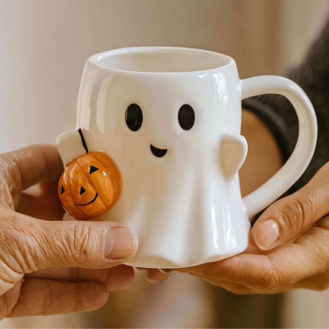 Kopp och pumpa - söt spöke för Halloween