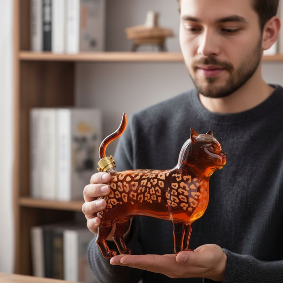 Glasflaske i katteform – perfekt til katteentusiaster