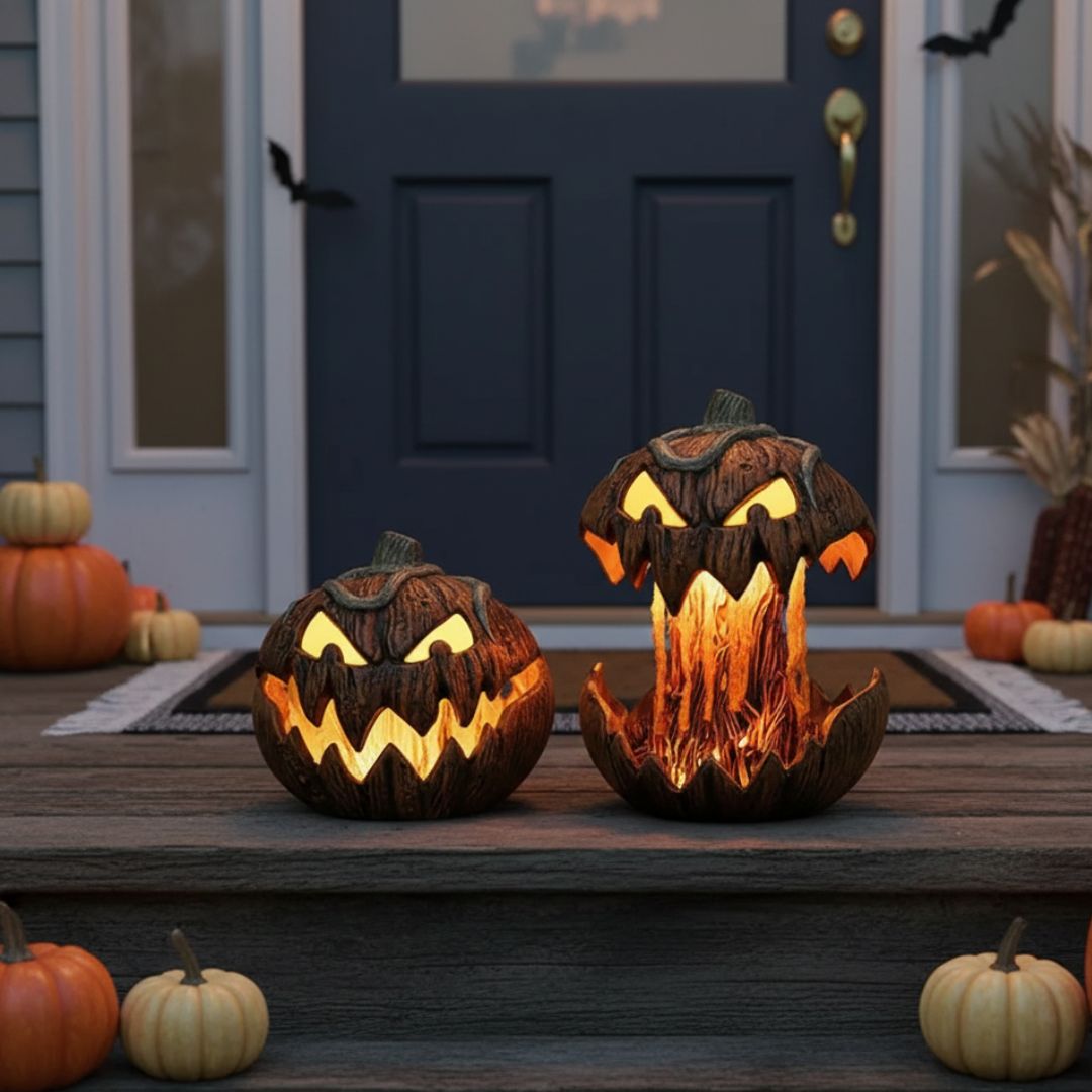 Läskigt nattljus med pumpa - Spooky belysning för Halloween