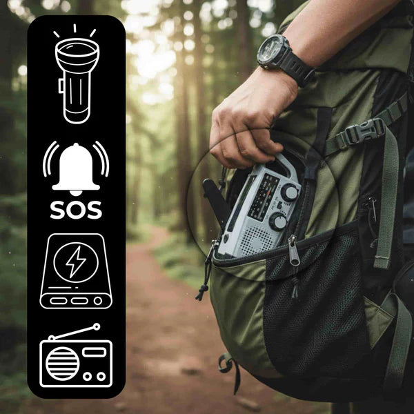 Kompakt Soldriven Nödradio med USB-laddning & LED-lampa