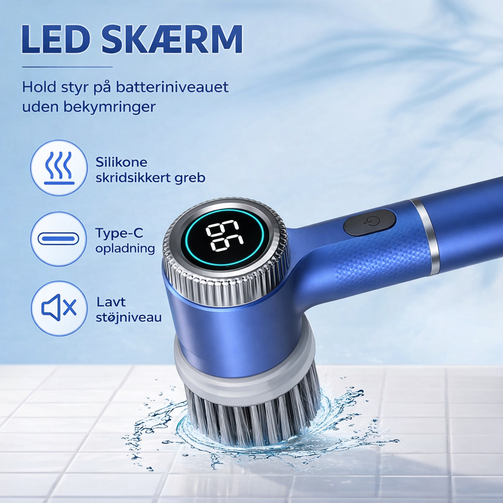 Cleanix™ Pro Elektrisk Rengöringsborste – Kraftfull, Trådlös & Vattentät (IPX7)