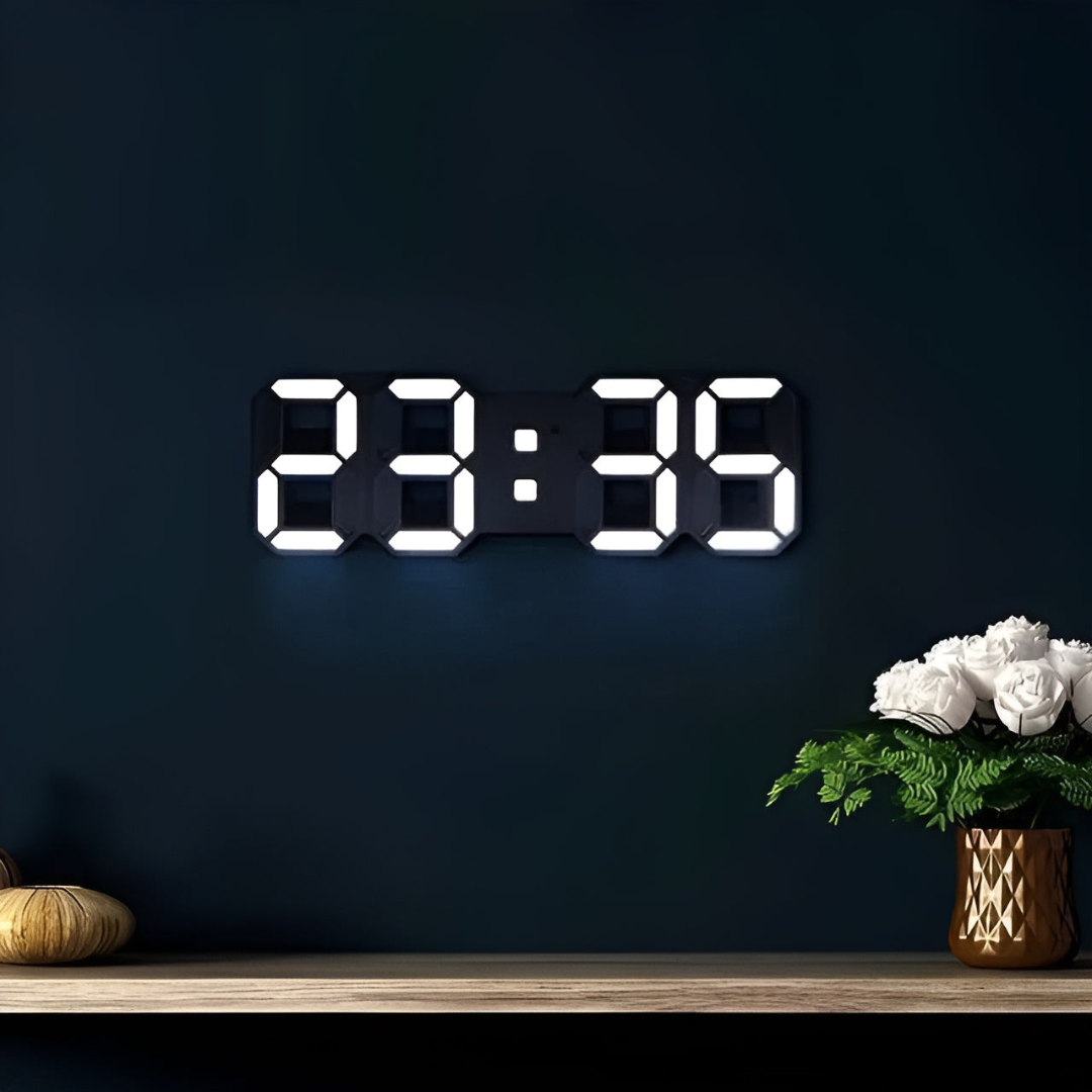 Moderne 3D vægur med LED-baggrundsbelysning