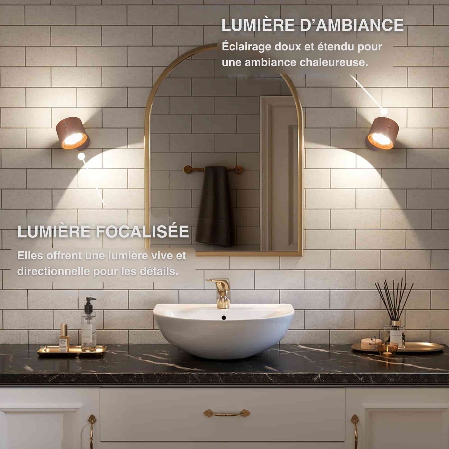 Modern LED-vägglampa med touchkontroll och dubbla huvuden